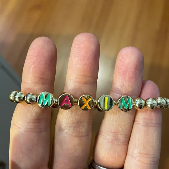 Personalized “Maxim” Baublebar PISA Beaded Gold Bracelet - Picture 1 of 3